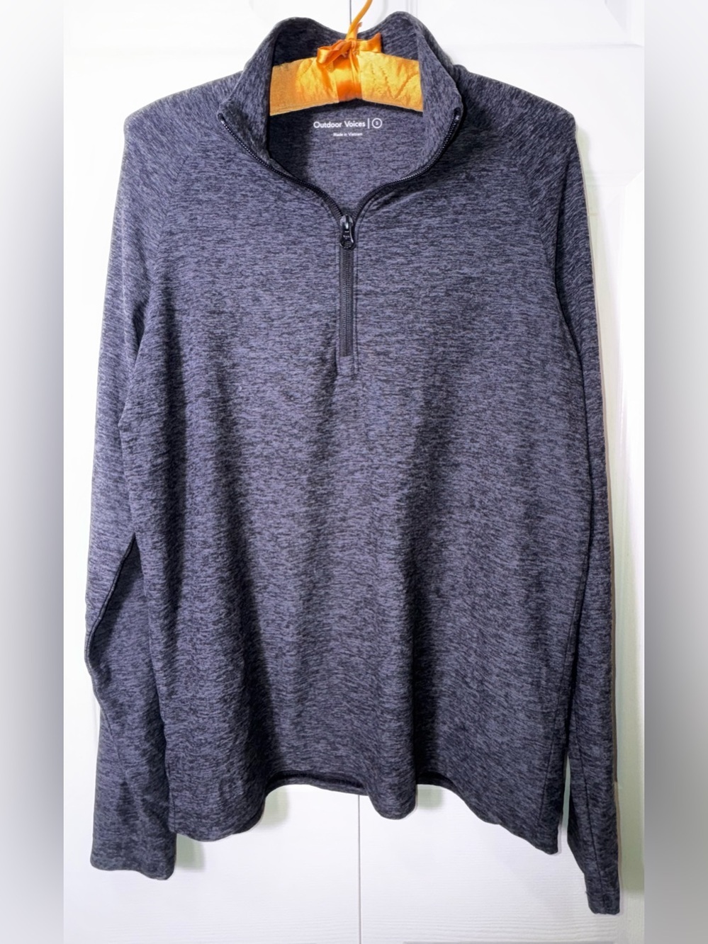 Outdoor Voices Heathered Gray Performance Quarter Zip Pullover Size Small EUC
